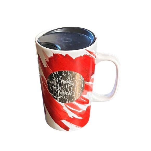 Starbucks 2014 Gold Dot Abstract Valentine Holiday 16oz Coffee Mug with Lid - Picture 1 of 3